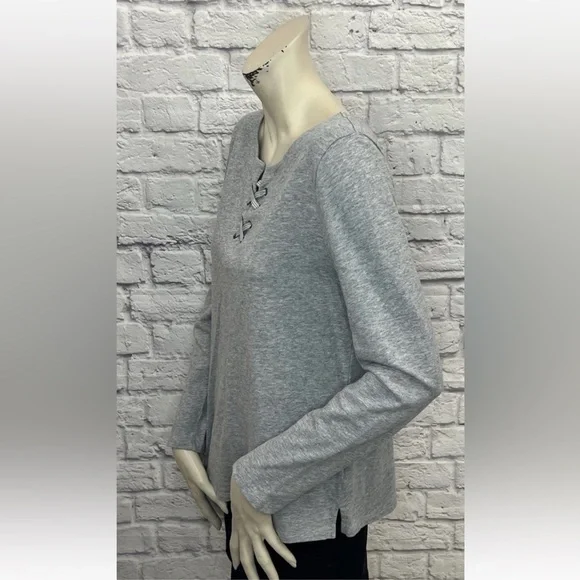 TALBOTS GRAY LONG SLEEVE TOP SIZE M - Picture 3 of 5
